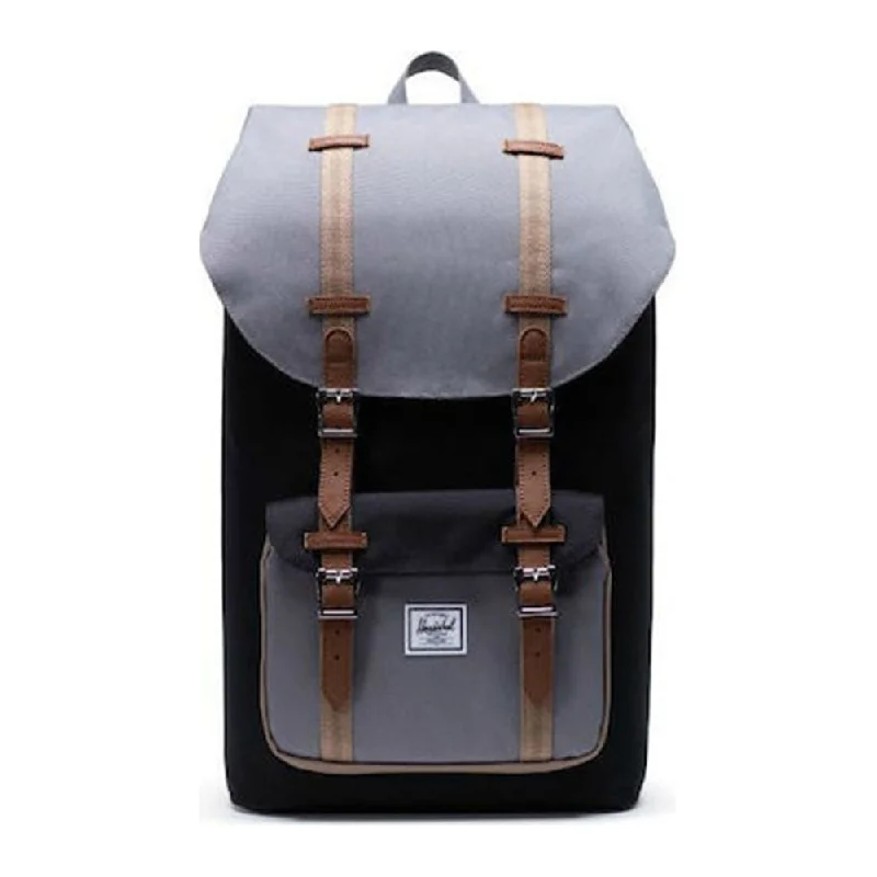 Camping hiking nature thrill-Herschel Unisex Black/Grey/pine bark/Tan 25L Little America Laptop Backpack - 10014-03257