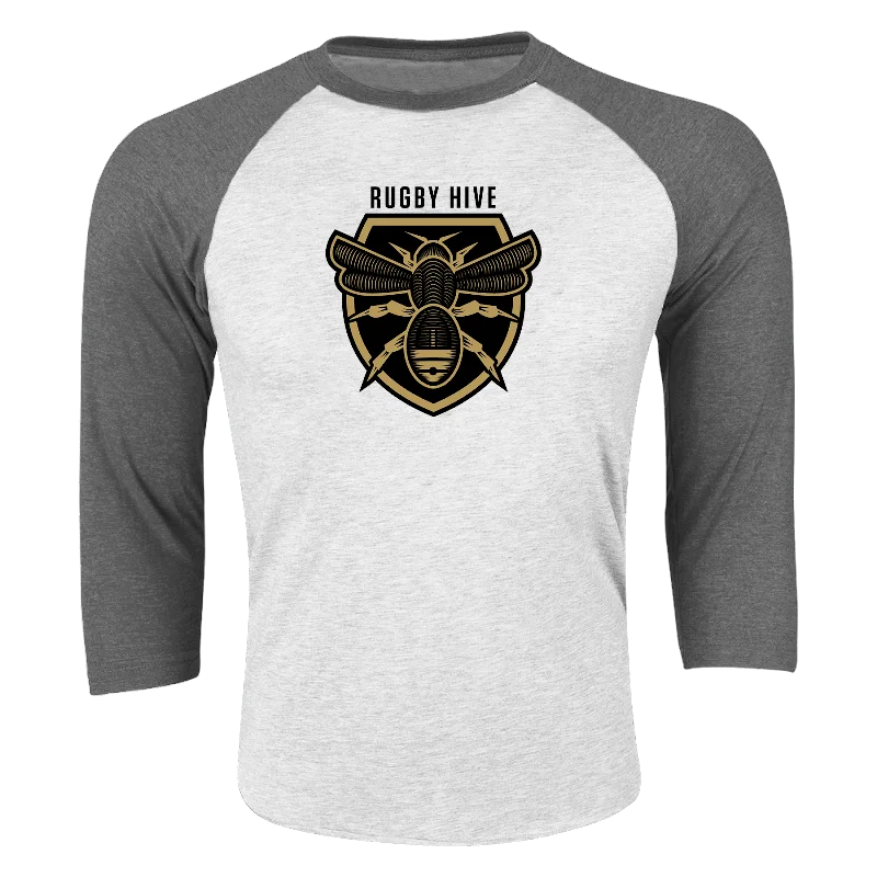 Camping hiking outdoor peace-Rugby Hive Grey ¾ Sleeve Raglan