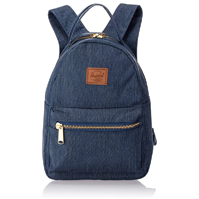 Camping hiking gear finds-Herschel Womens Indigo Denim Crosshatch Mini 9L Nova Backpack - 10501-03537