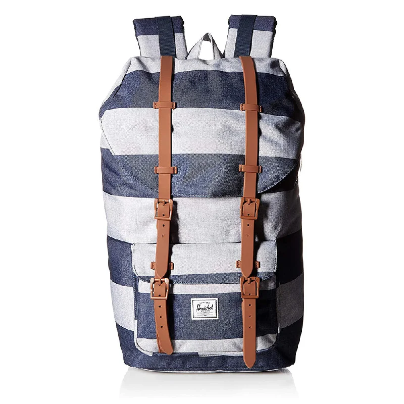 Camping hiking gear edge-Herschel Unisex Border Stripe/Saddle Brown 25L Classic Laptop Backpack - 10014-02461