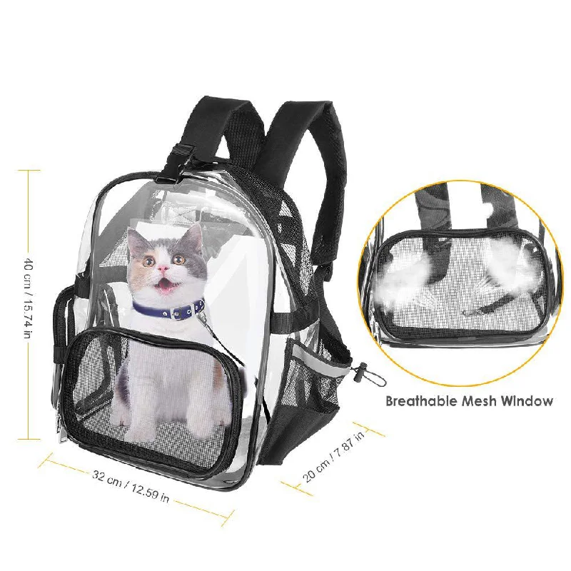 Camping hiking nature calm-pvc china factory custom clear pvc vinyl backpack bag packsack knapsack Animal Puppy knapsack clear rucksack bag for dog pet cat