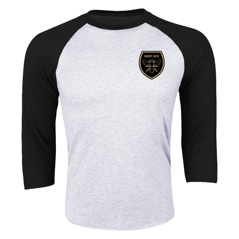 Camping hiking gear glow-Rugby Hive Black ¾ Sleeve Raglan