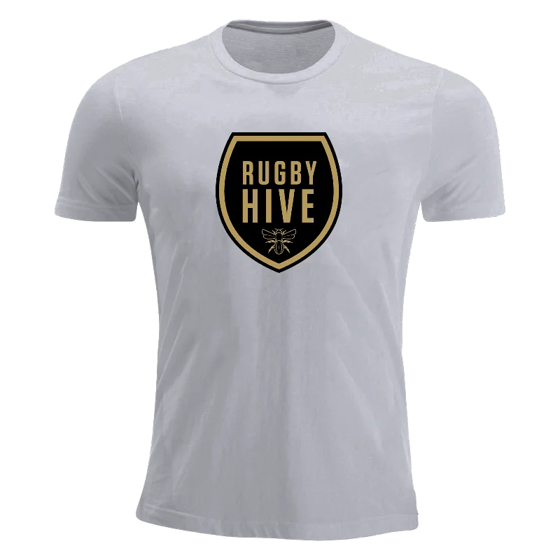 Camping hiking nature cheer-Rugby Hive Grey T-Shirt