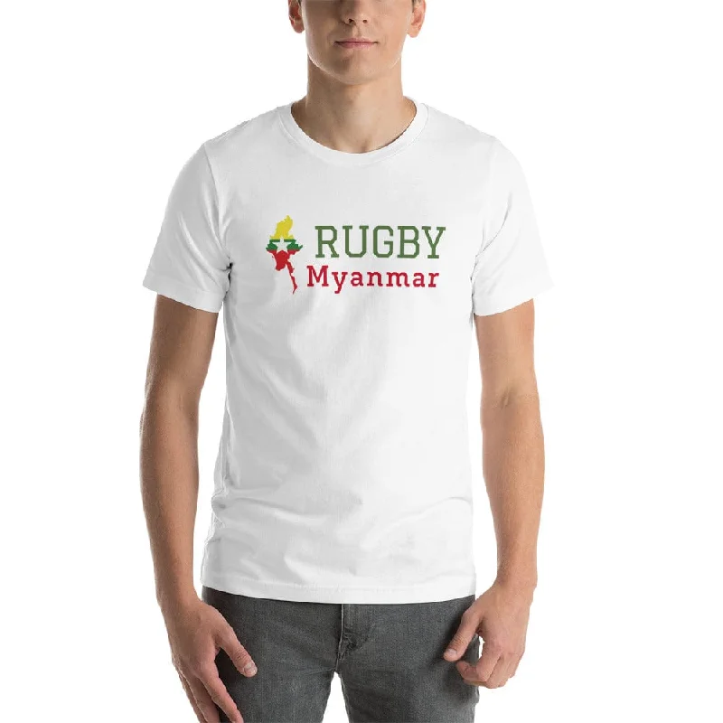 Camping hiking trail views-Myanmar Rugby Cotton T-shirt