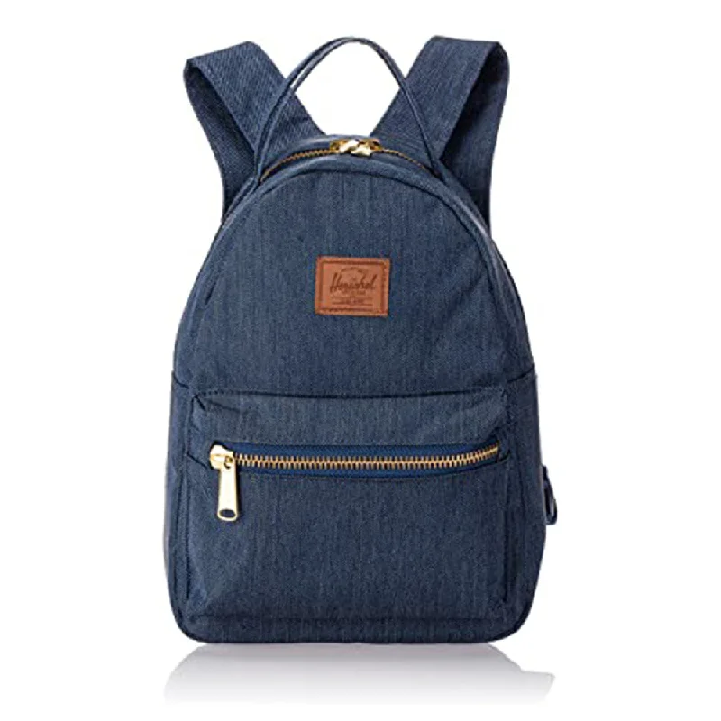 Camping hiking gear steals-Herschel Unisex Indigo Denim Crosshatch Small 14L Nova Backpack - 10502-03537