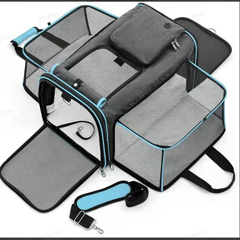 Camping hiking gear choices-Customized New Product cat bag outdoor portable cat backpack folding pet bag expandable breathable square expansion dog bag