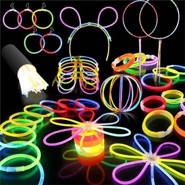 compact camping grill trays-15 GLOW STICKS Party Light Glow In The Dark Rave NECKLACE Disco Bulk