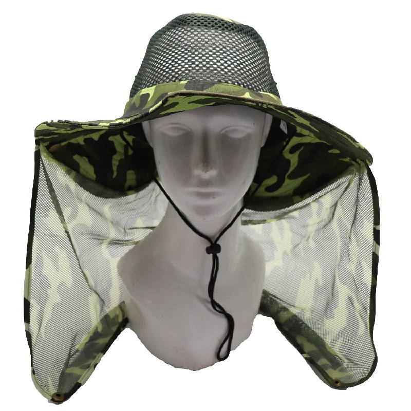 portable camping battery chargers-Bucket Flap Boonie Slouch Hat Wide Brim Mesh Crown Neck UV Protect Breathable, Forest Camo