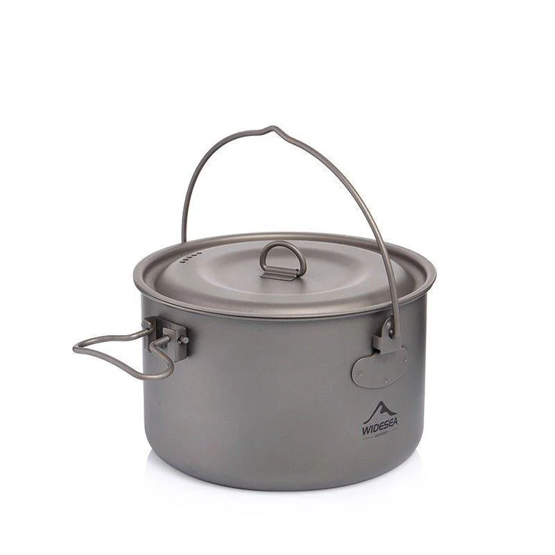 Camping hiking trail peaks-Camping Tableware Titanium Cookware set tourism cauldron Outdoor Cooking Pot Picnic Kitchen Hiking Trekking