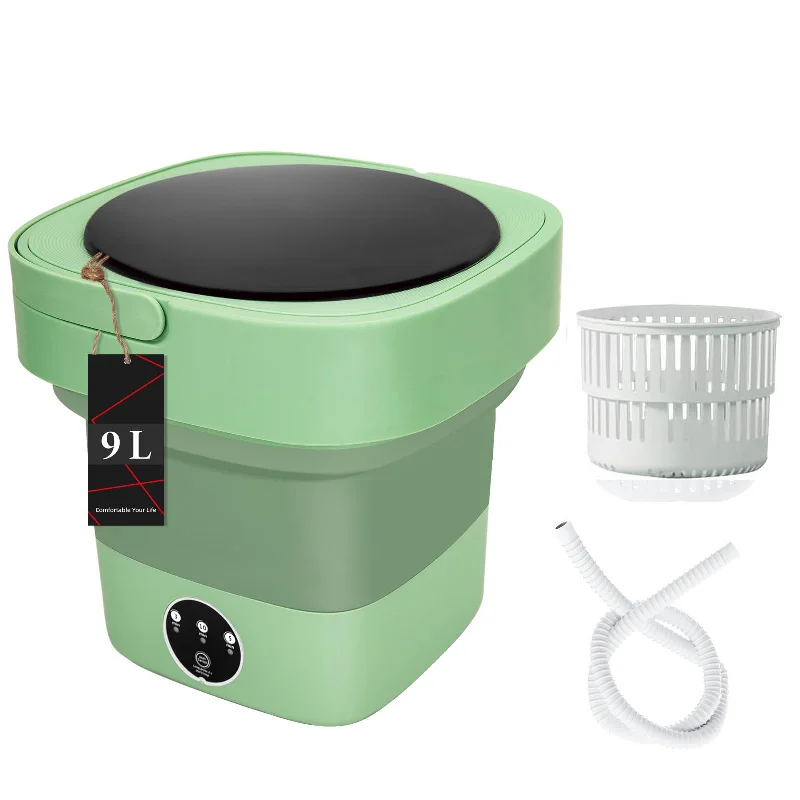 foldable camping dish stands-Mini 8L Portable Foldable Washing Machine Washer for Underwear Baby Clothes Camping Travel Green