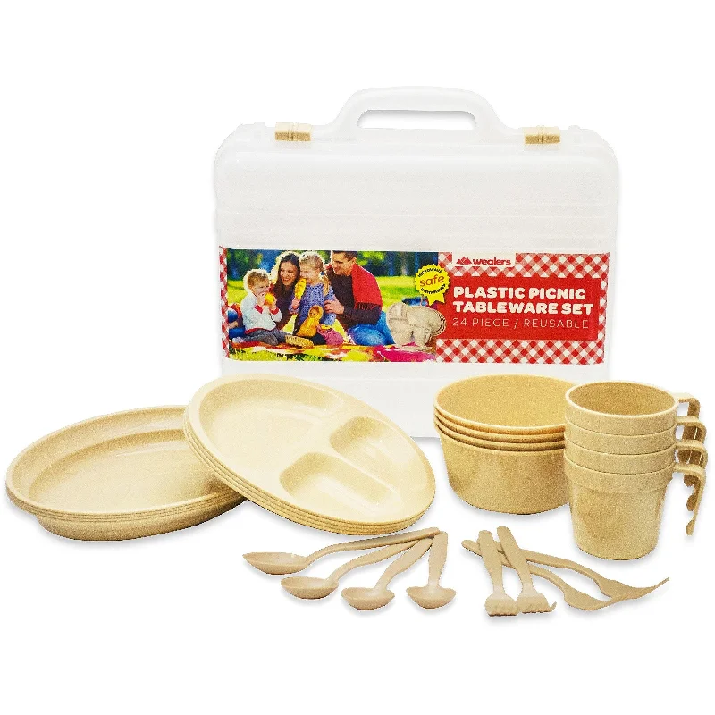 Camping hiking nature surge-24 Piece Plastic Dish Set