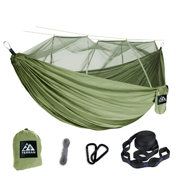 compact camping safety whistles-TERRAN Camping Hammock with Mosquito Net