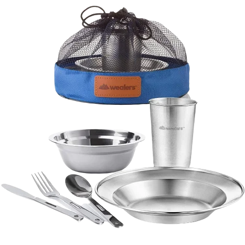 Camping hiking trail soft-Stainless Steel Camping Messware Dish Set